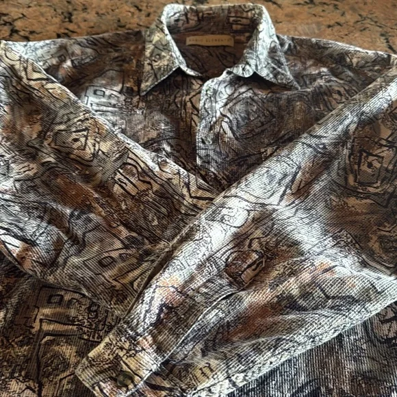 Vintage 90s Basic elements long sleeve abstract art button down shirt - Picture 8 of 10